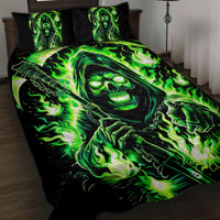 Flame Reaper Skull Quilt Bed Set Stop Asking Why I'm An Asshole I Don't Ask Why You So Stupid - Wonder Print Shop