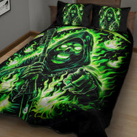 Flame Reaper Skull Quilt Bed Set Stop Asking Why I'm An Asshole I Don't Ask Why You So Stupid - Wonder Print Shop