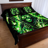Flame Reaper Skull Quilt Bed Set Stop Asking Why I'm An Asshole I Don't Ask Why You So Stupid - Wonder Print Shop