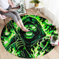 Flame Reaper Skull Round Carpet Stop Asking Why I'm An Asshole I Don't Ask Why You So Stupid