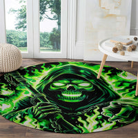 Flame Reaper Skull Round Carpet Stop Asking Why I'm An Asshole I Don't Ask Why You So Stupid