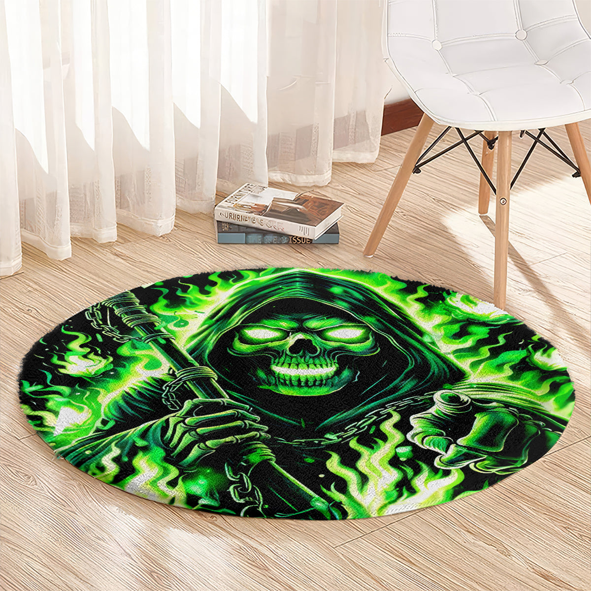 Flame Reaper Skull Round Carpet Stop Asking Why I'm An Asshole I Don't Ask Why You So Stupid