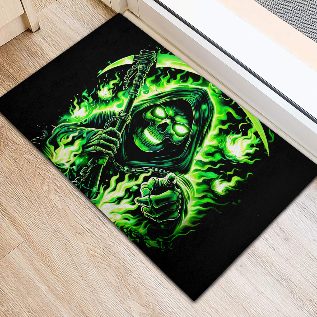Flame Reaper Skull Rubber Doormat Stop Asking Why I'm An Asshole I Don't Ask Why You So Stupid - Wonder Print Shop