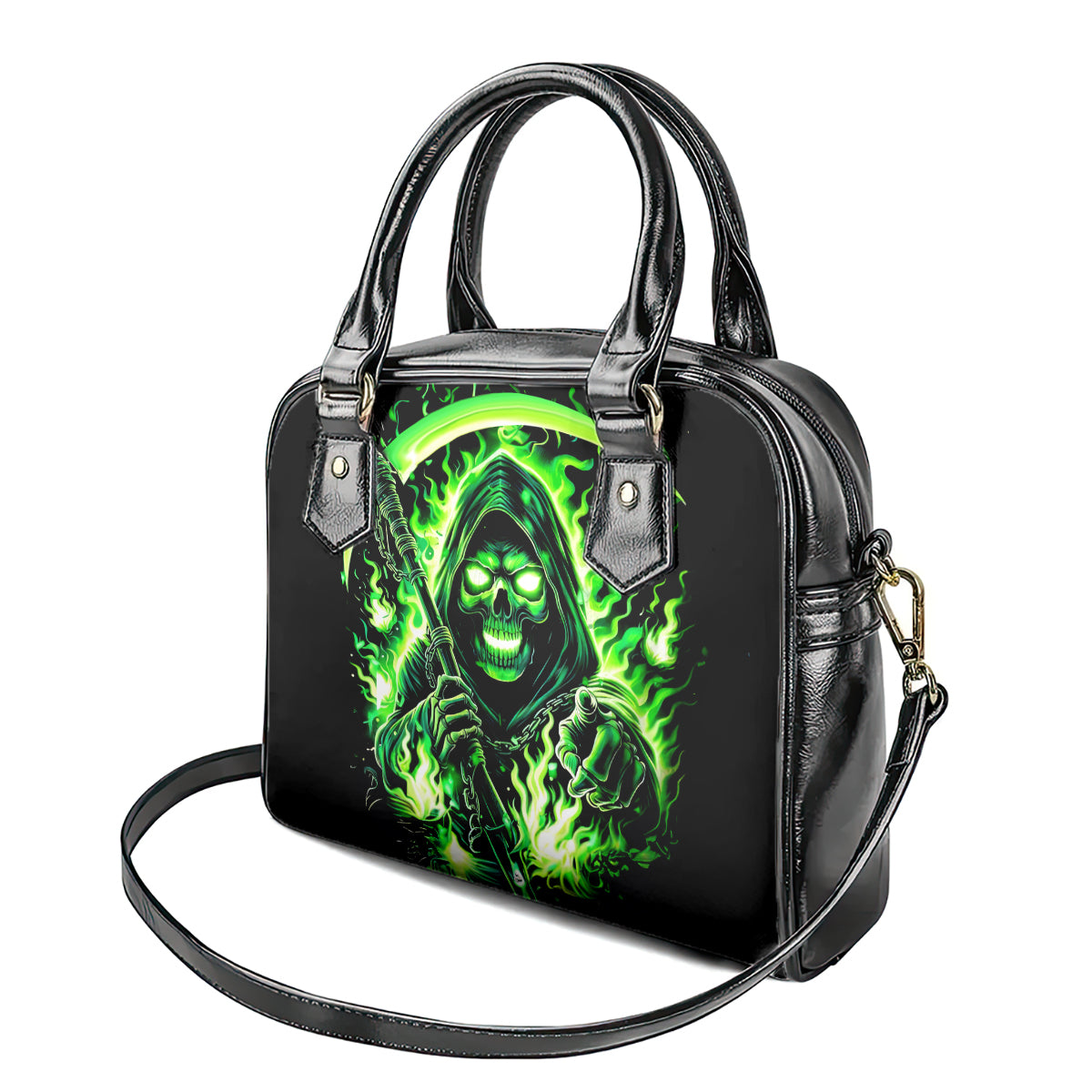 Flame Reaper Skull Shoulder Handbag Stop Asking Why I'm An Asshole I Don't Ask Why You So Stupid