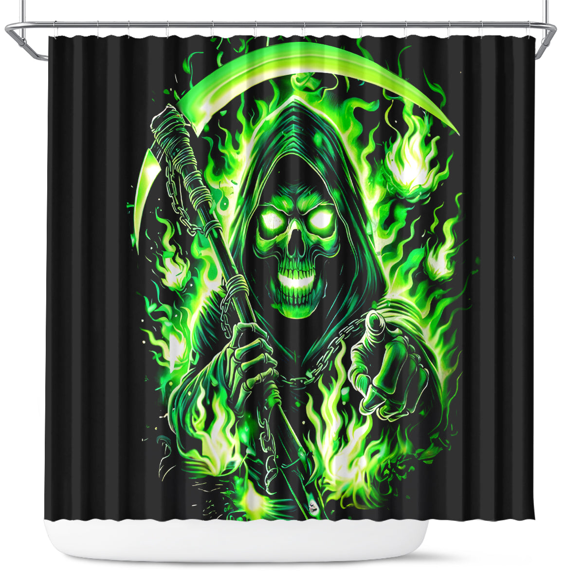 Flame Reaper Skull Shower Curtain Stop Asking Why I'm An Asshole I Don't Ask Why You So Stupid