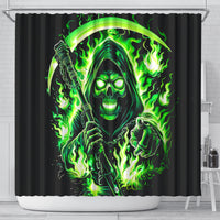 Flame Reaper Skull Shower Curtain Stop Asking Why I'm An Asshole I Don't Ask Why You So Stupid
