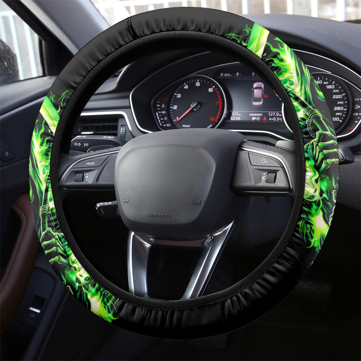 Flame Reaper Skull Steering Wheel Cover Stop Asking Why I'm An Asshole I Don't Ask Why You So Stupid - Wonder Print Shop