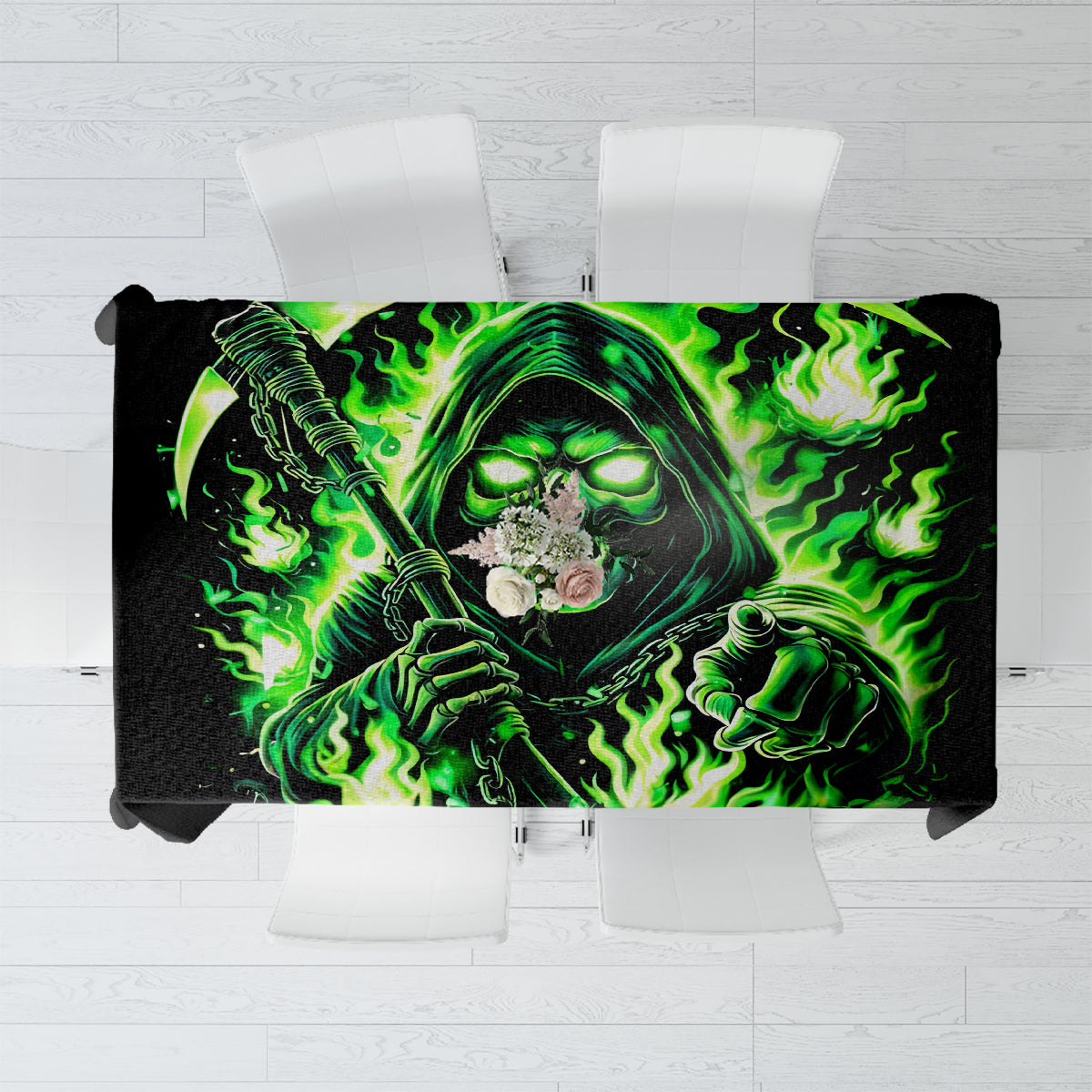 Flame Reaper Skull Tablecloth Stop Asking Why I'm An Asshole I Don't Ask Why You So Stupid - Wonder Print Shop