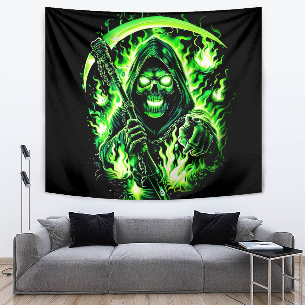 Flame Reaper Skull Tapestry Stop Asking Why I'm An Asshole I Don't Ask Why You So Stupid - Wonder Print Shop