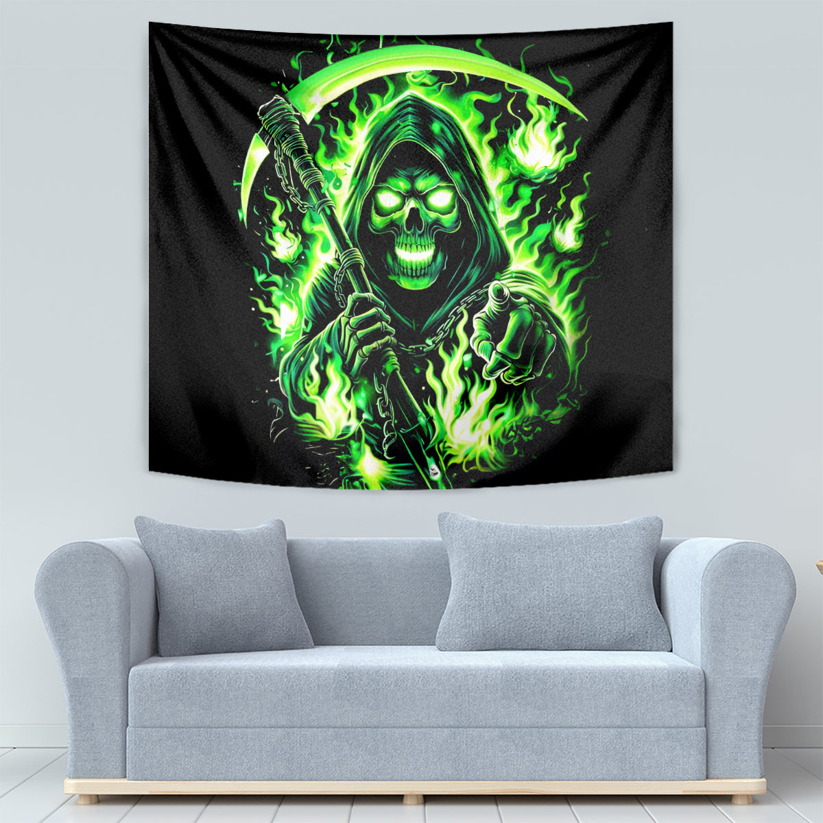 Flame Reaper Skull Tapestry Stop Asking Why I'm An Asshole I Don't Ask Why You So Stupid - Wonder Print Shop