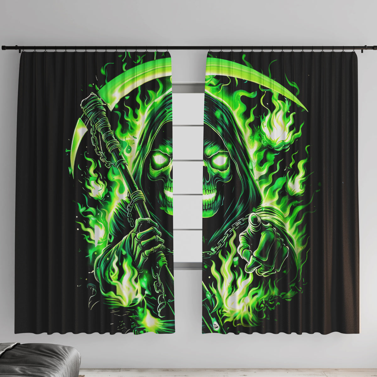 Flame Reaper Skull Window Curtain Stop Asking Why I'm An Asshole I Don't Ask Why You So Stupid - Wonder Print Shop