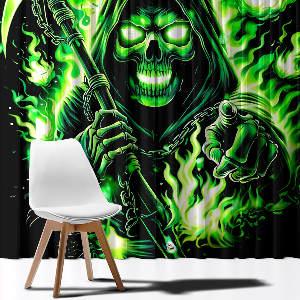 Flame Reaper Skull Window Curtain Stop Asking Why I'm An Asshole I Don't Ask Why You So Stupid - Wonder Print Shop