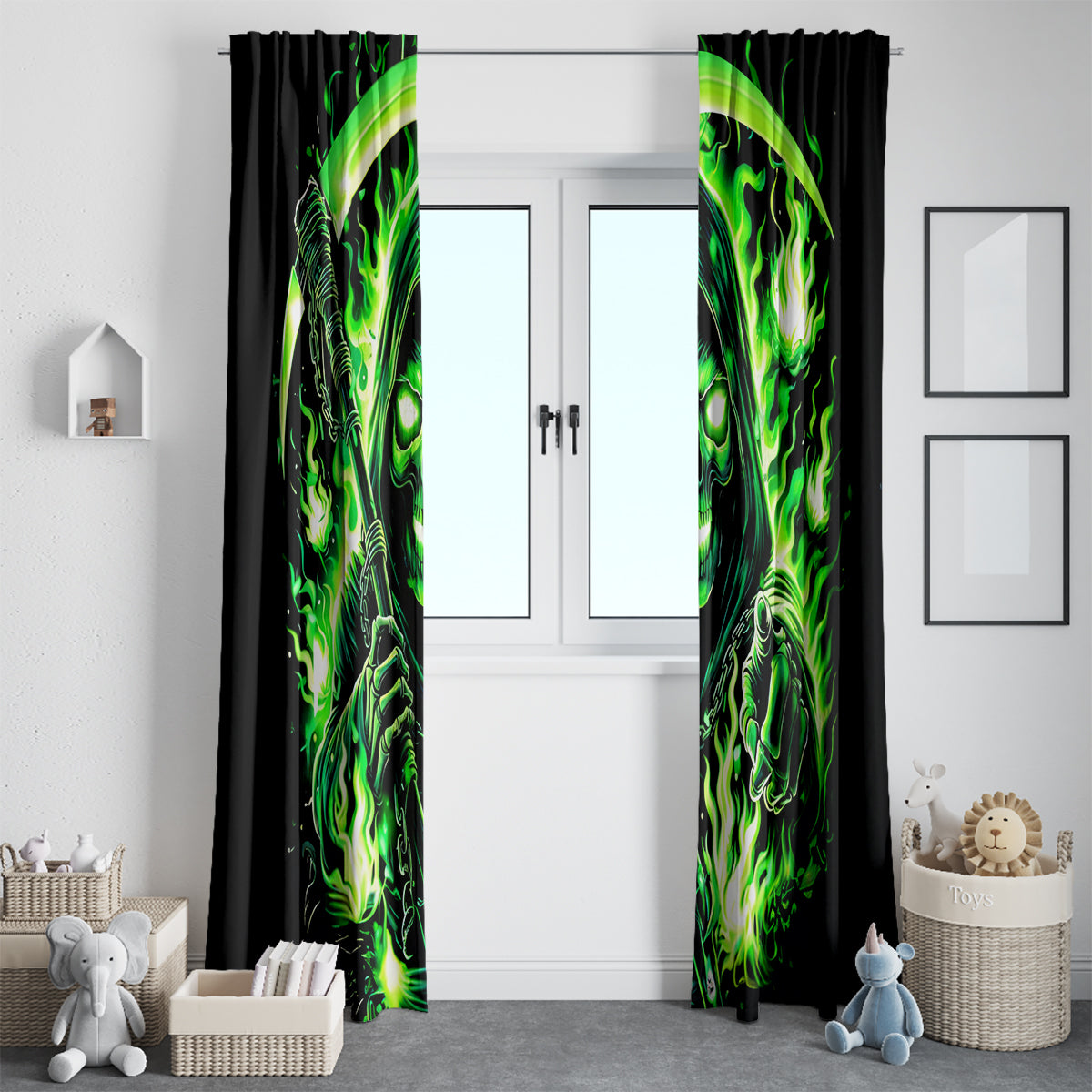 Flame Reaper Skull Window Curtain Stop Asking Why I'm An Asshole I Don't Ask Why You So Stupid - Wonder Print Shop