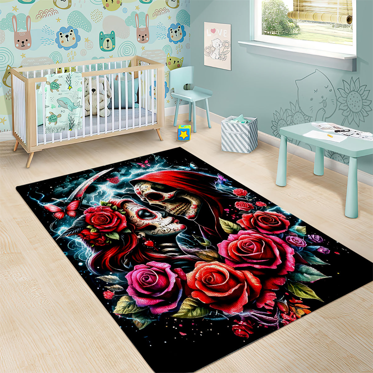 Couple Skull Area Rug From Our Firse Kiss - Wonder Print Shop