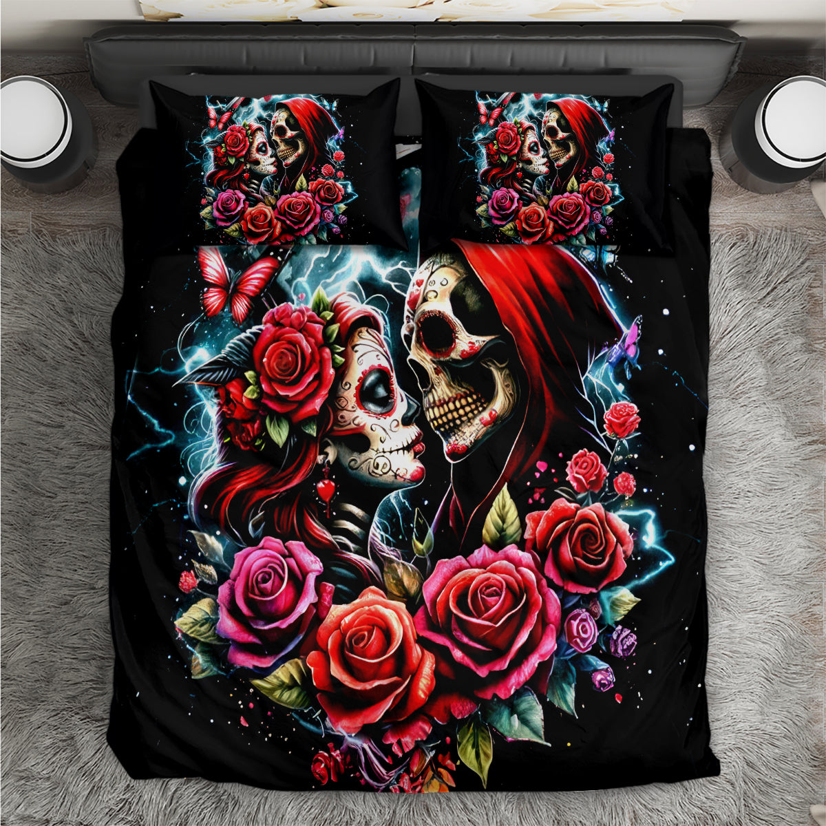 Couple Skull Bedding Set From Our Firse Kiss