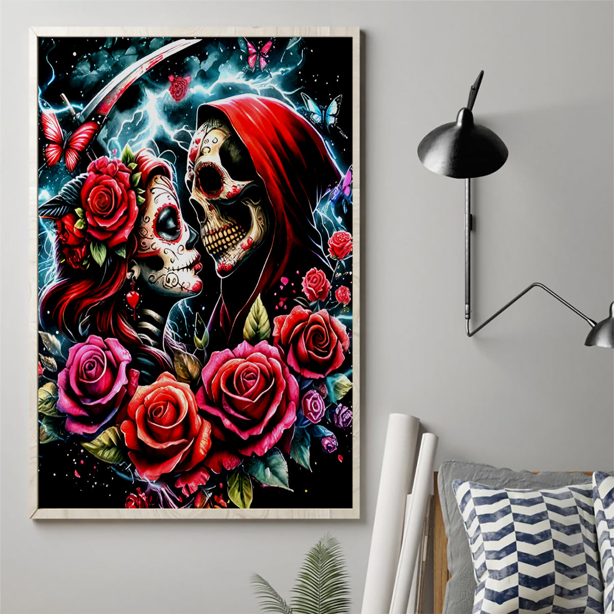 Couple Skull Canvas Wall Art From Our Firse Kiss - Wonder Print Shop
