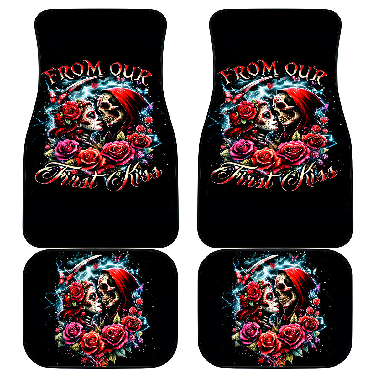 Couple Skull Car Mats From Our Firse Kiss - Wonder Print Shop