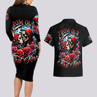Couple Skull Couples Matching Long Sleeve Bodycon Dress and Hawaiian Shirt From Our Firse Kiss - Wonder Print Shop