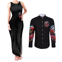 Couple Skull Couples Matching Tank Maxi Dress and Long Sleeve Button Shirt From Our Firse Kiss - Wonder Print Shop