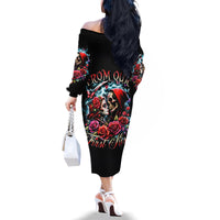 Couple Skull Family Matching Off Shoulder Long Sleeve Dress and Hawaiian Shirt From Our Firse Kiss - Wonder Print Shop