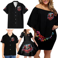 Couple Skull Family Matching Off Shoulder Short Dress and Hawaiian Shirt From Our Firse Kiss - Wonder Print Shop