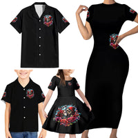 Couple Skull Family Matching Short Sleeve Bodycon Dress and Hawaiian Shirt From Our Firse Kiss - Wonder Print Shop