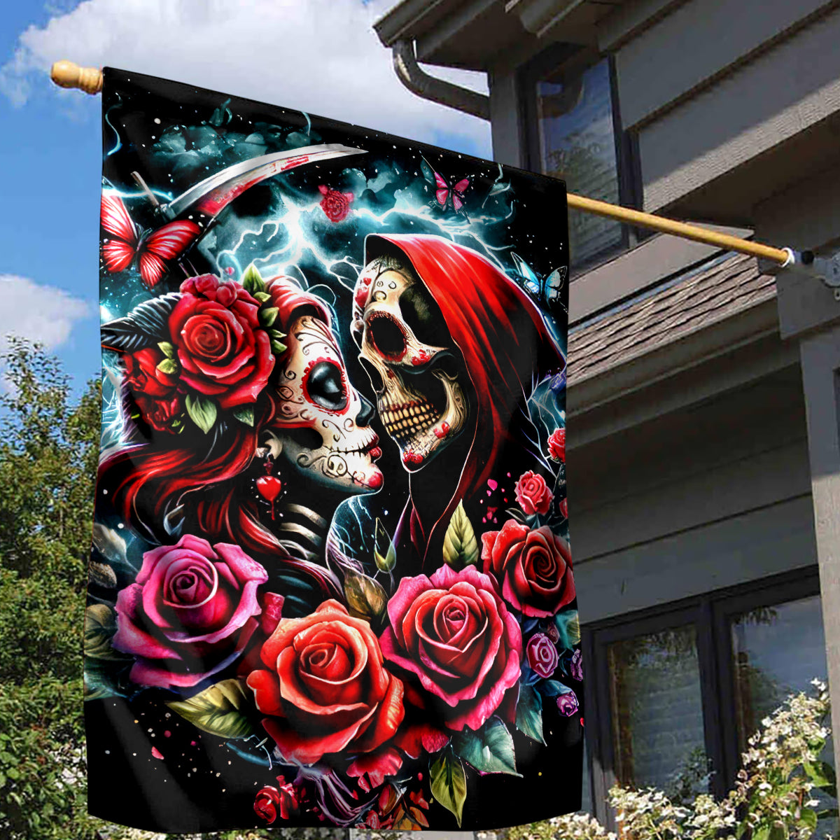 Couple Skull Garden Flag From Our Firse Kiss - Wonder Print Shop