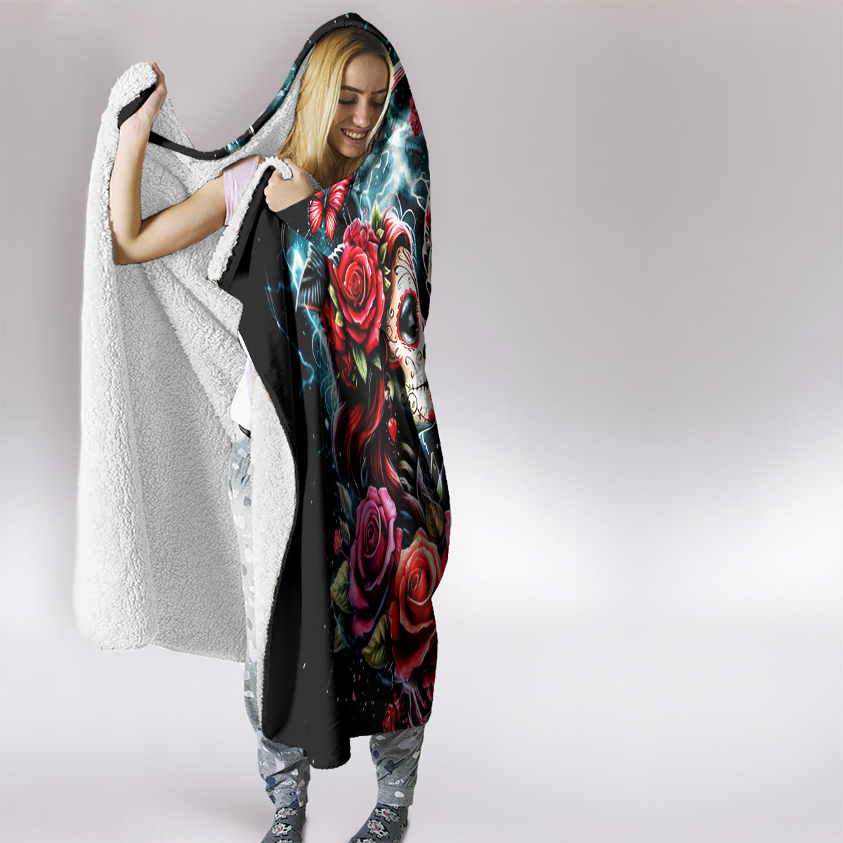 Couple Skull Hooded Blanket From Our Firse Kiss