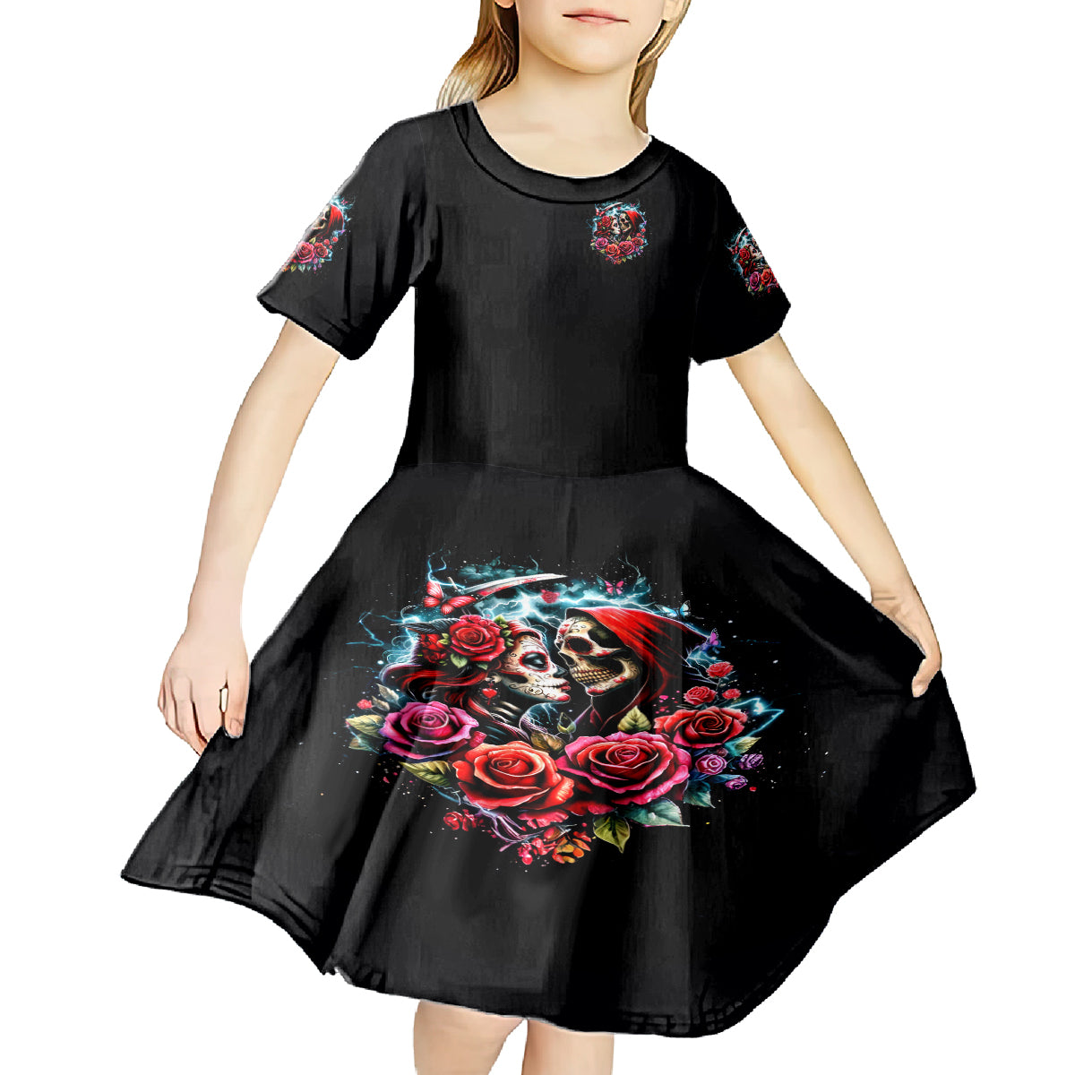 Couple Skull Kid Short Sleeve Dress From Our Firse Kiss - Wonder Print Shop