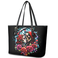 Couple Skull Leather Tote Bag From Our Firse Kiss - Wonder Print Shop