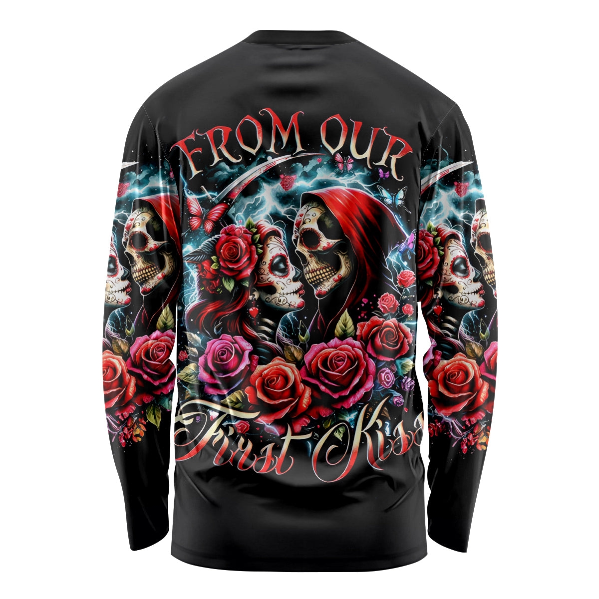 Couple Skull Long Sleeve Shirt From Our Firse Kiss - Wonder Print Shop