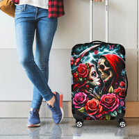 Couple Skull Luggage Cover From Our Firse Kiss - Wonder Print Shop