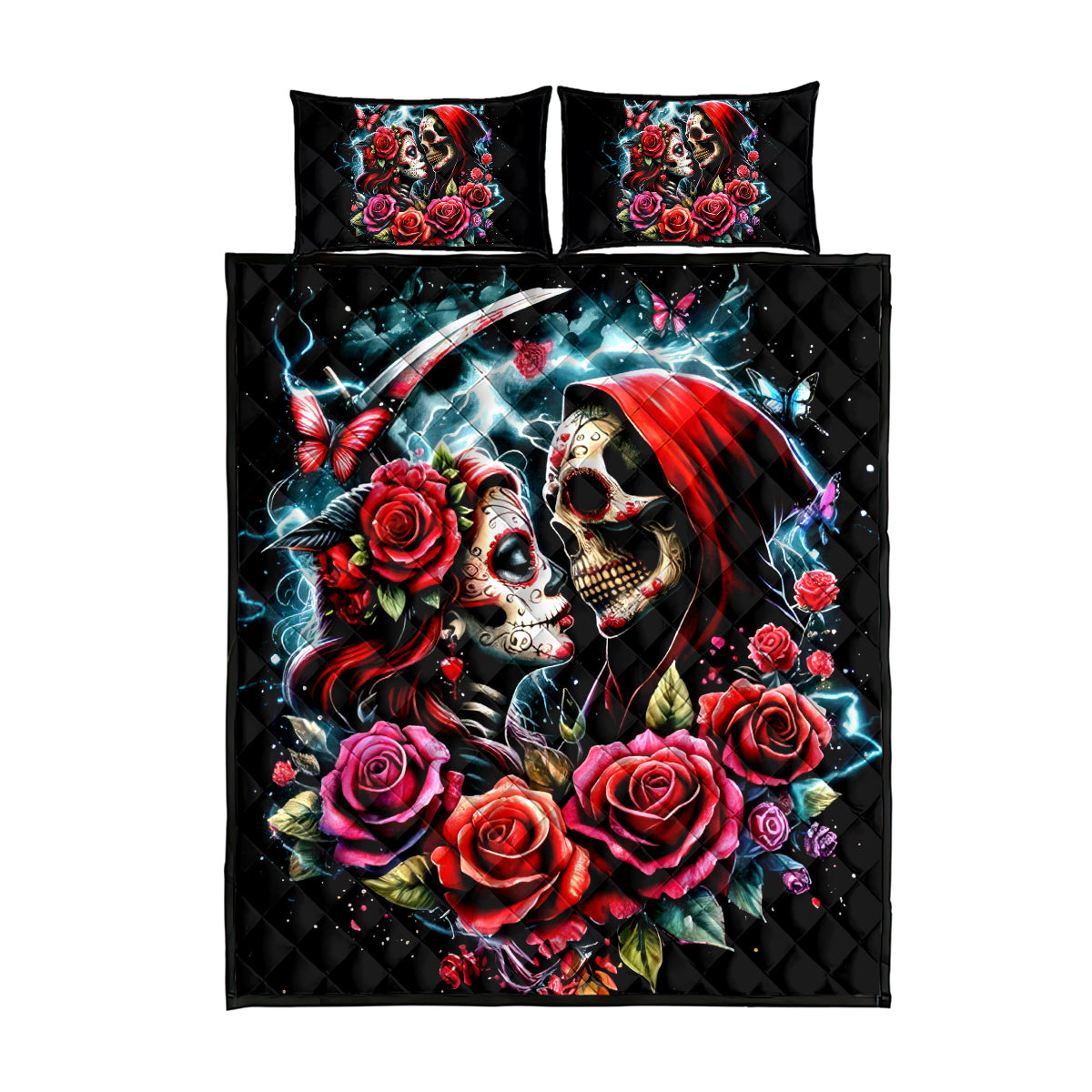 Couple Skull Quilt Bed Set From Our Firse Kiss - Wonder Print Shop