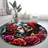 Couple Skull Round Carpet From Our Firse Kiss
