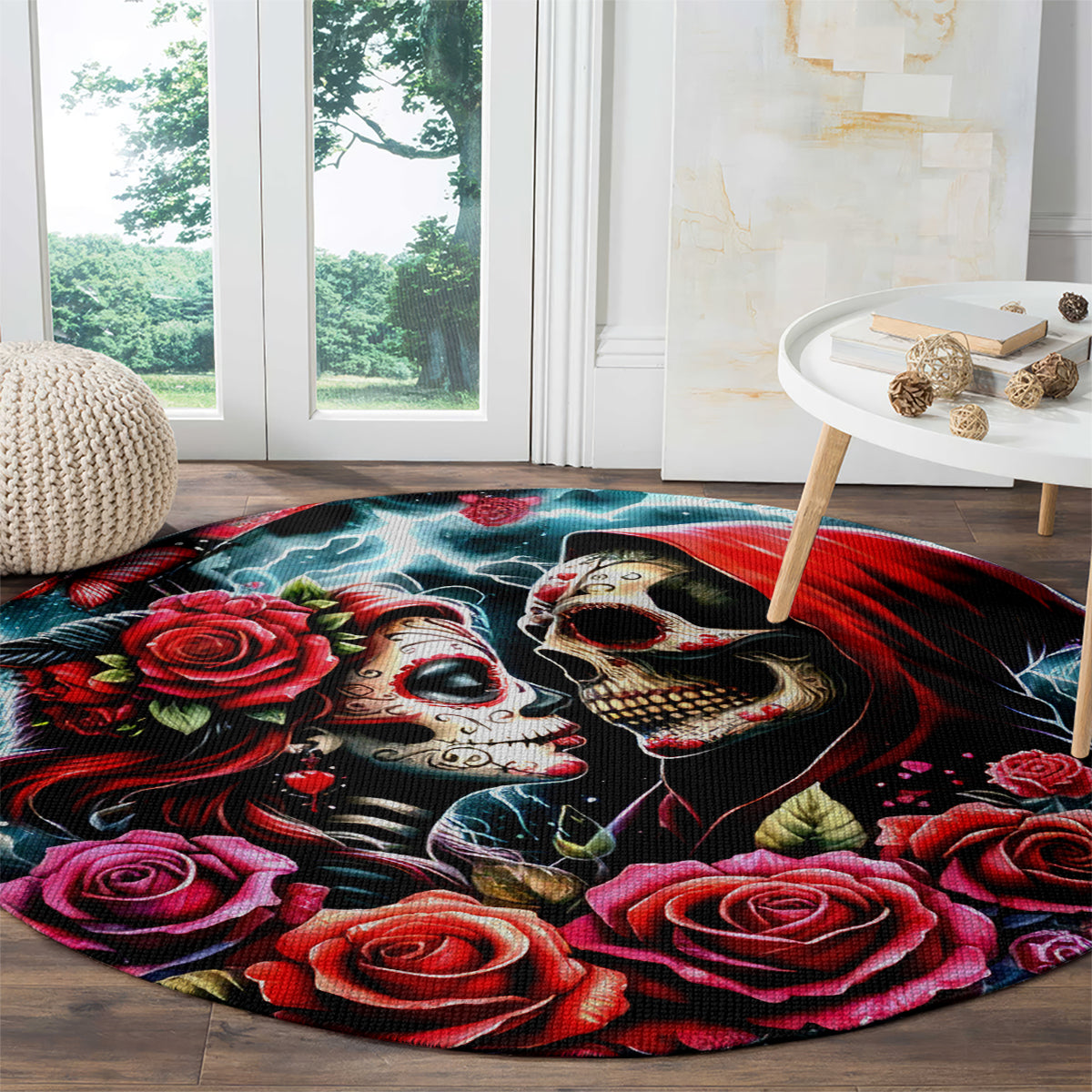 Couple Skull Round Carpet From Our Firse Kiss