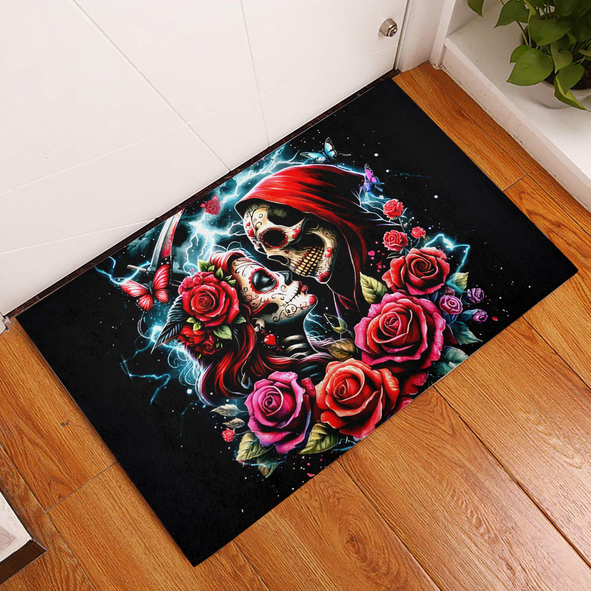 Couple Skull Rubber Doormat From Our Firse Kiss - Wonder Print Shop