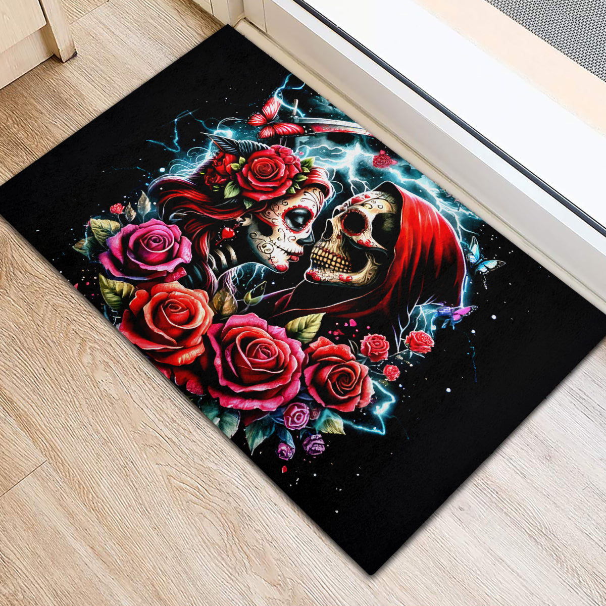 Couple Skull Rubber Doormat From Our Firse Kiss - Wonder Print Shop