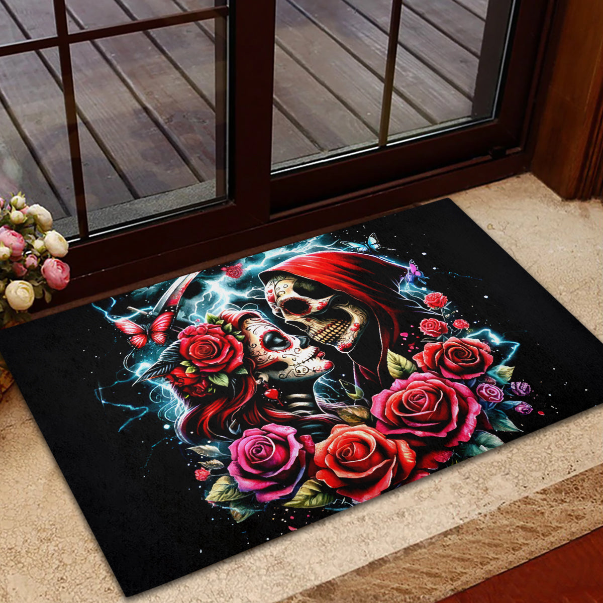 Couple Skull Rubber Doormat From Our Firse Kiss - Wonder Print Shop