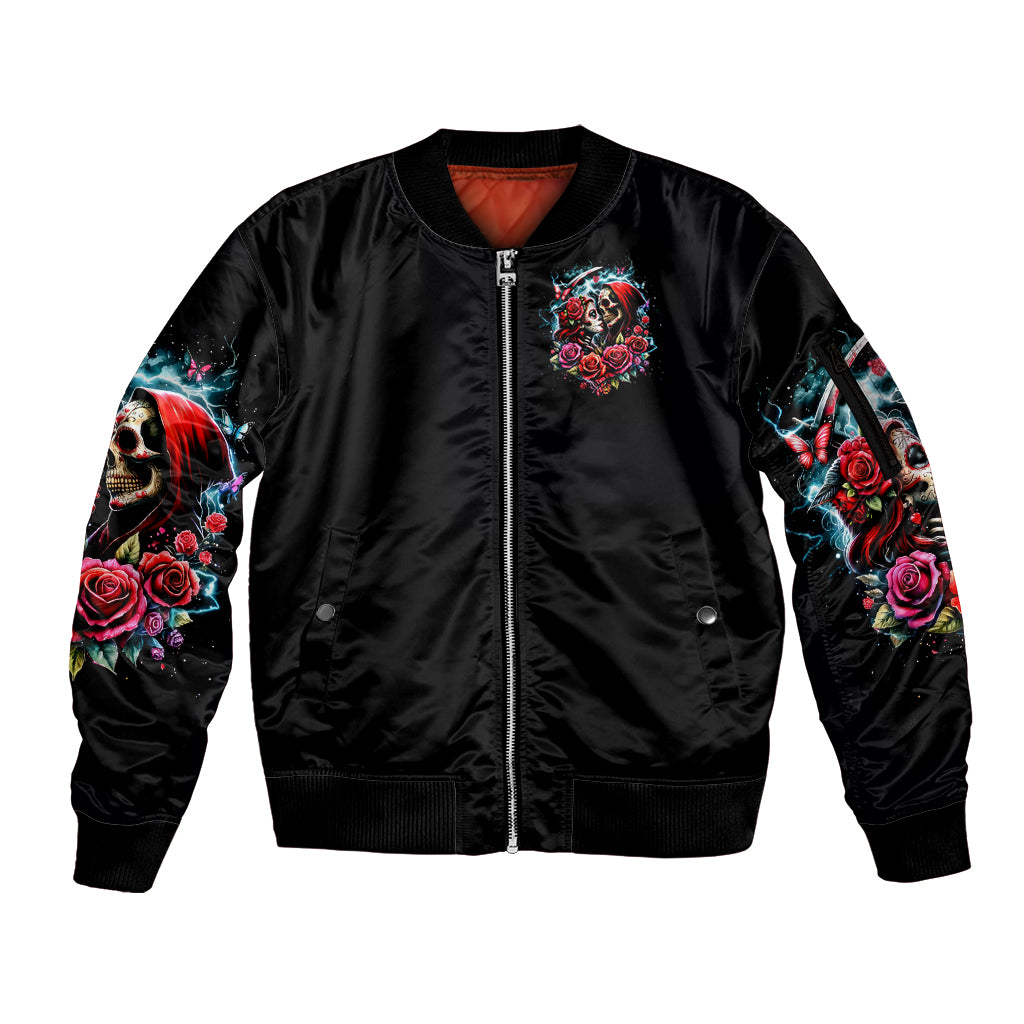 Couple Skull Sleeve Zip Bomber Jacket From Our Firse Kiss - Wonder Print Shop