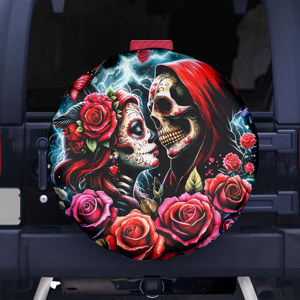 Couple Skull Spare Tire Cover From Our Firse Kiss - Wonder Print Shop