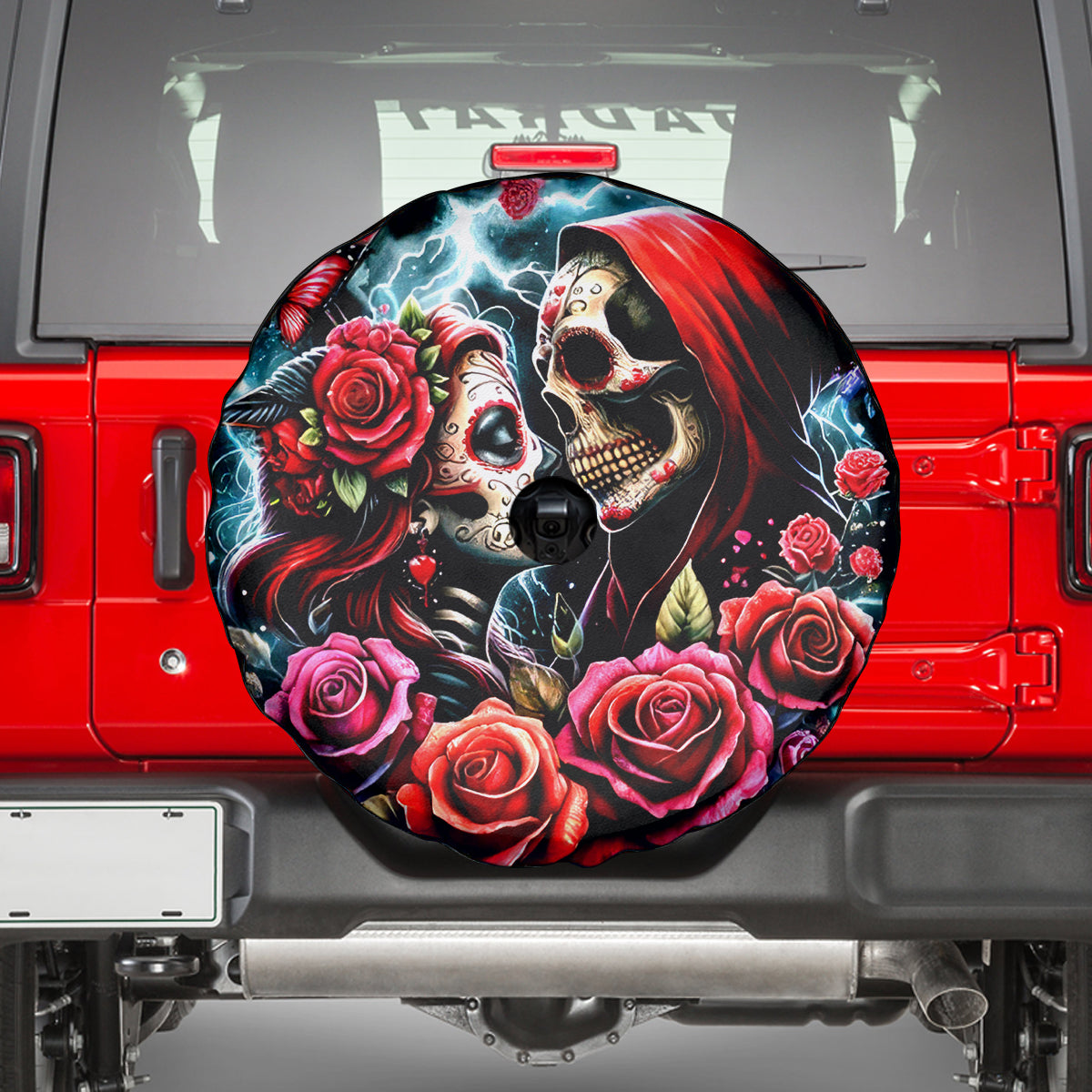 Couple Skull Spare Tire Cover From Our Firse Kiss - Wonder Print Shop