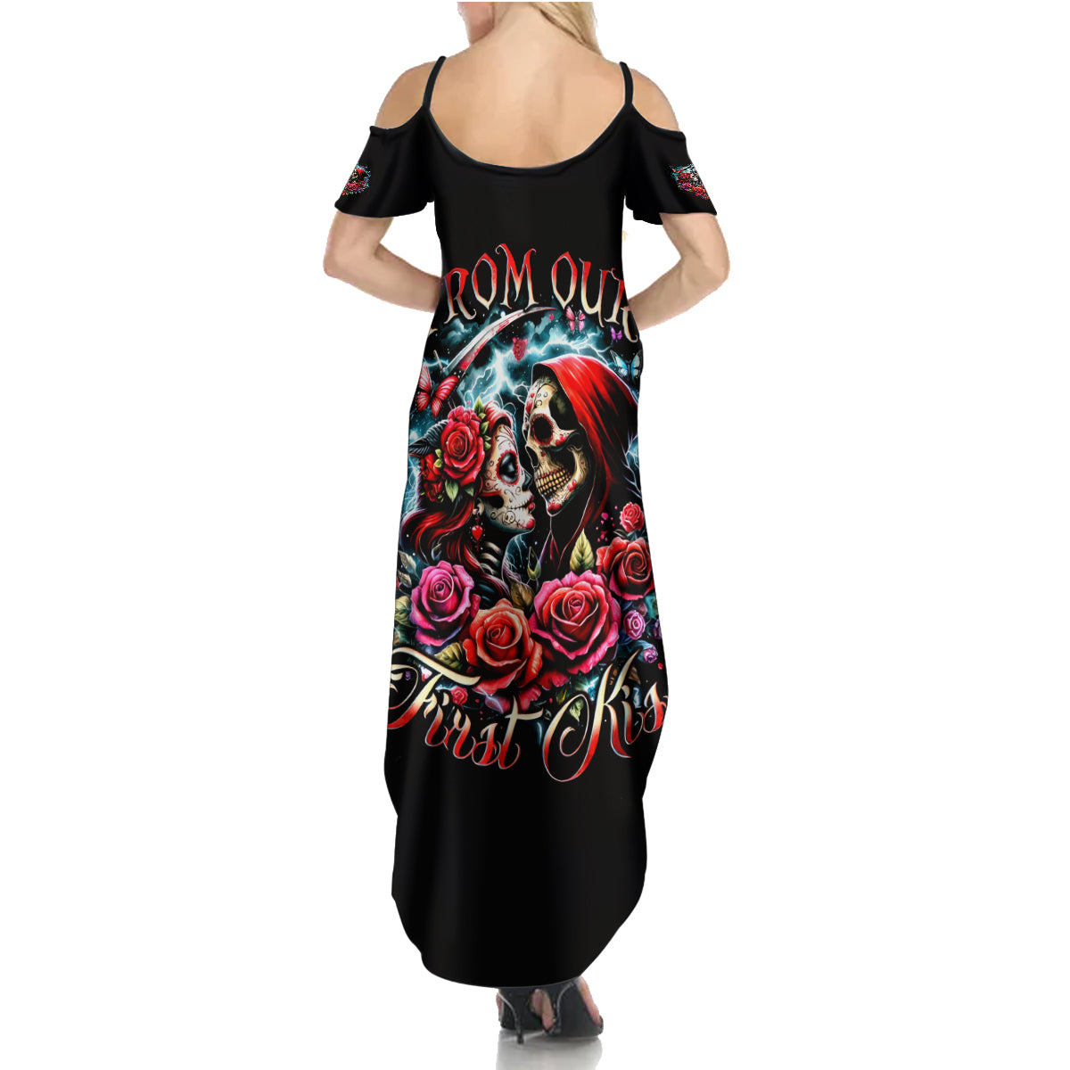 Couple Skull Summer Maxi Dress From Our Firse Kiss - Wonder Print Shop