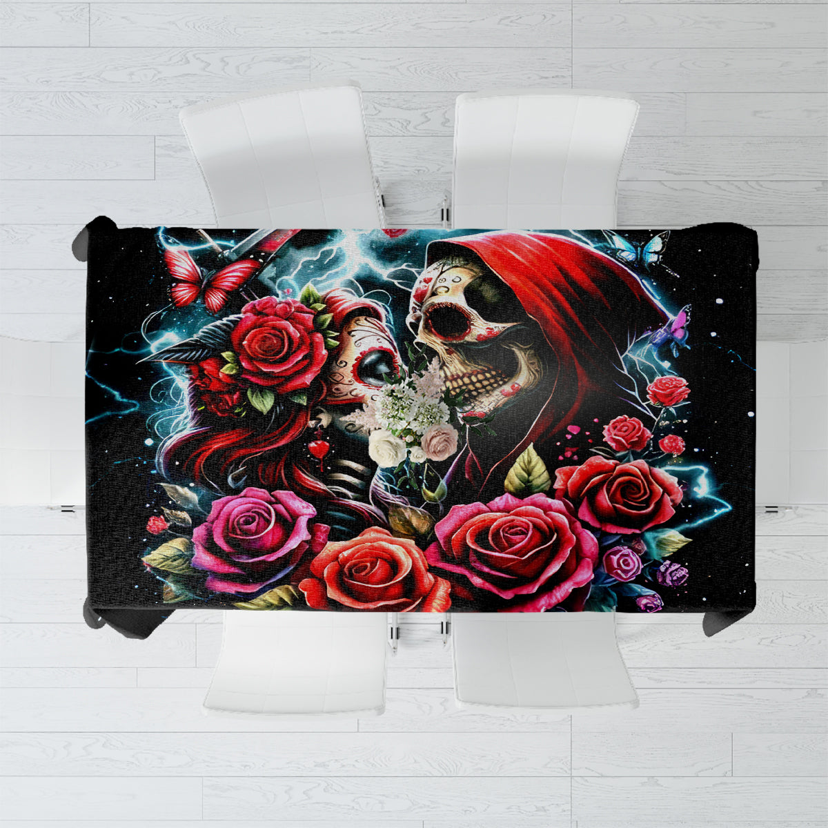 Couple Skull Tablecloth From Our Firse Kiss - Wonder Print Shop