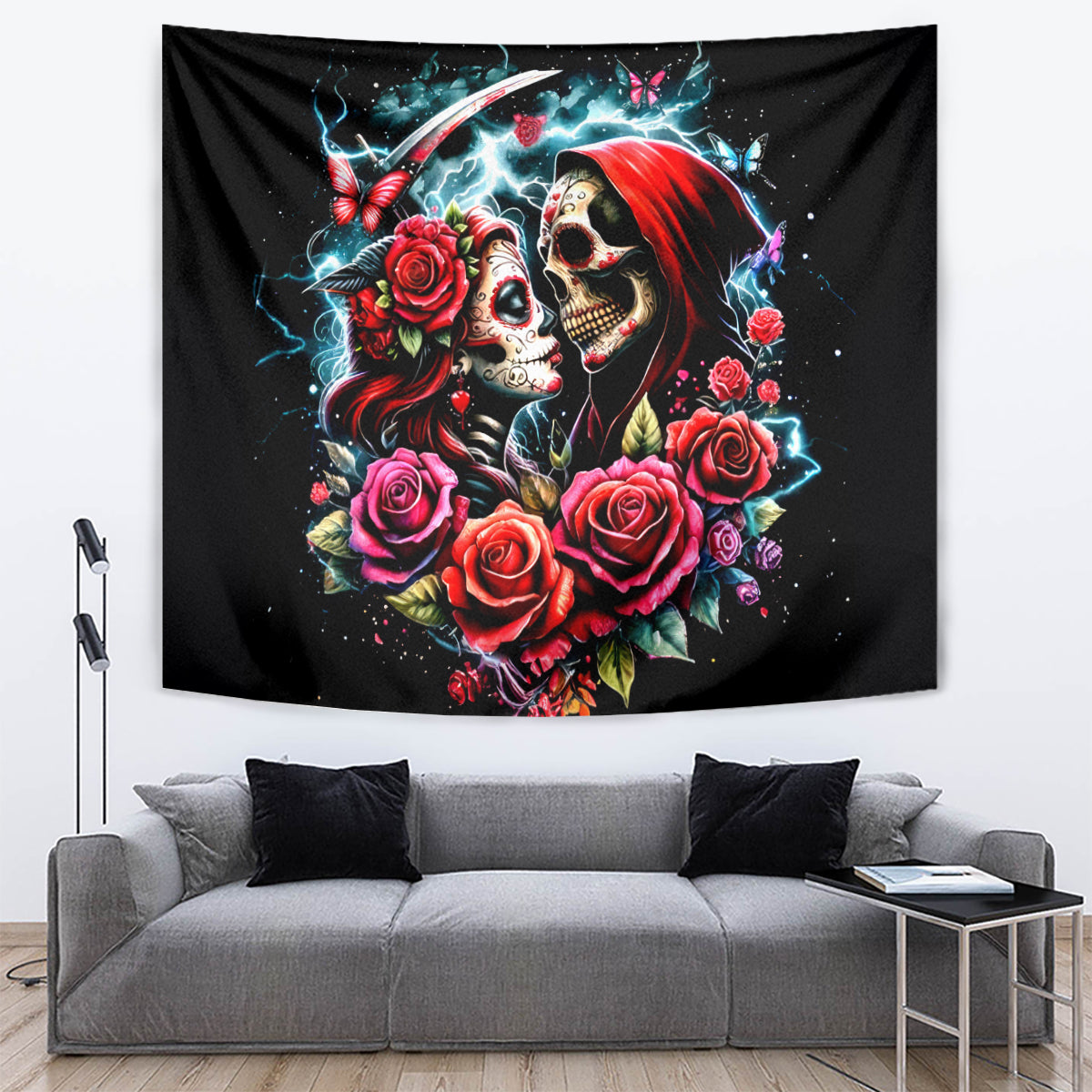 Couple Skull Tapestry From Our Firse Kiss - Wonder Print Shop