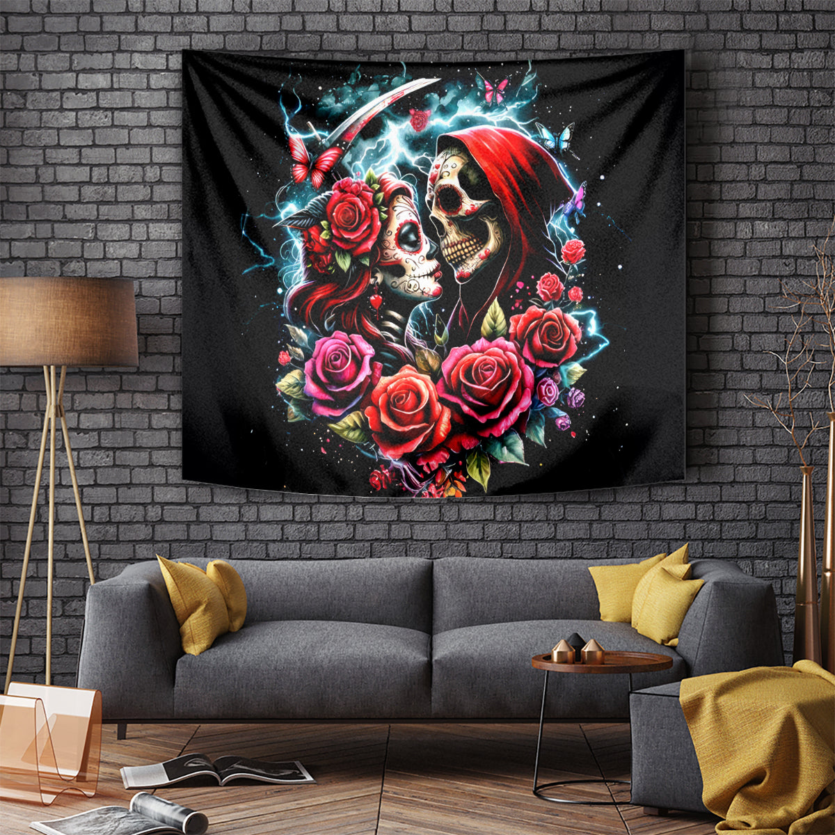 Couple Skull Tapestry From Our Firse Kiss - Wonder Print Shop