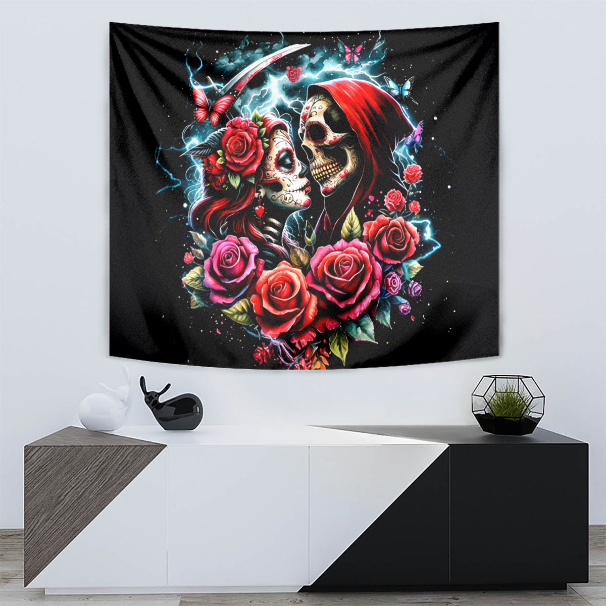 Couple Skull Tapestry From Our Firse Kiss - Wonder Print Shop
