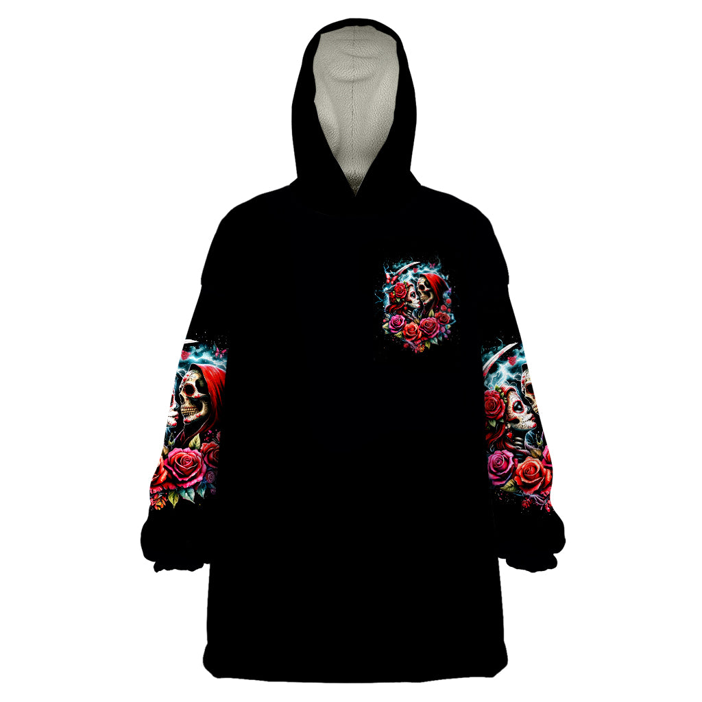 Couple Skull Wearable Blanket Hoodie From Our Firse Kiss - Wonder Print Shop
