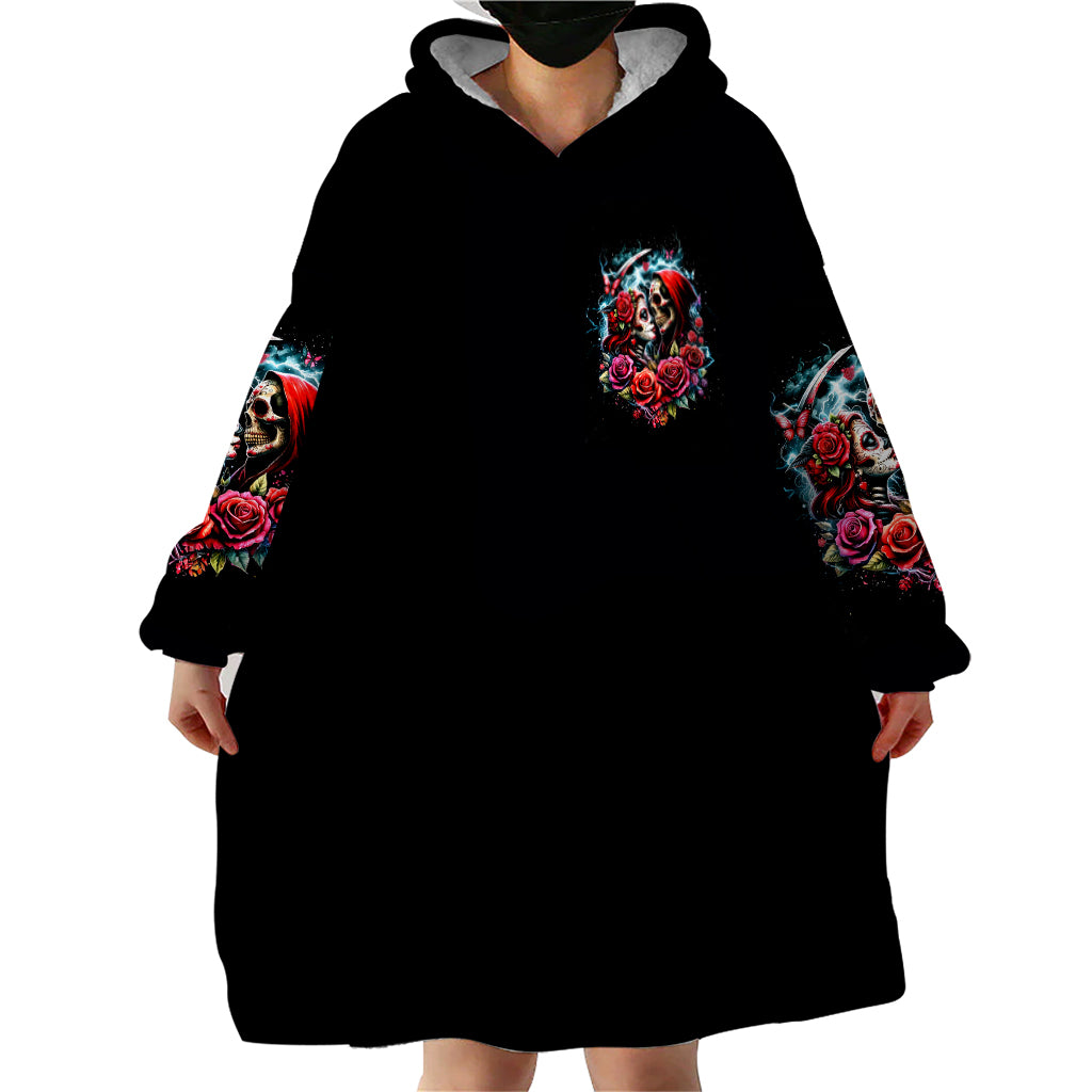 Couple Skull Wearable Blanket Hoodie From Our Firse Kiss - Wonder Print Shop