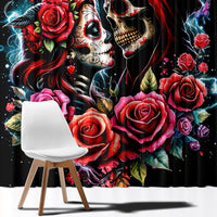 Couple Skull Window Curtain From Our Firse Kiss - Wonder Print Shop