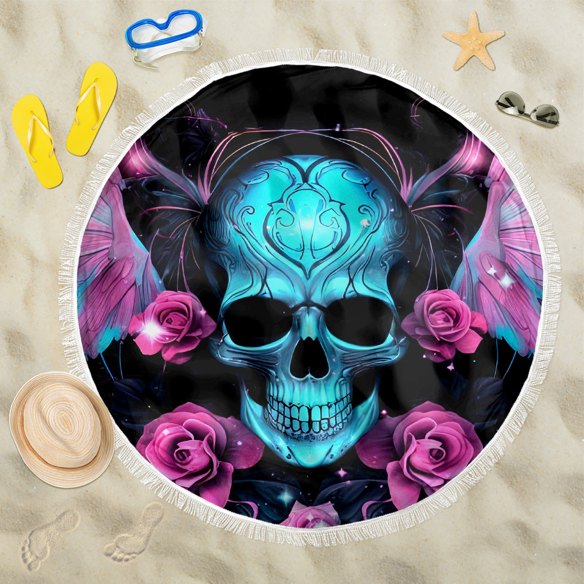 Fairy Skull Beach Blanket The Good Girl In Me Got Tired Of The Bullshit - Wonder Print Shop